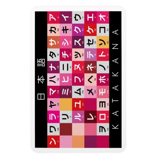 日本のな片仮名のテーブル マグネット (縦)