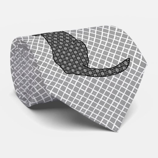 日本のな猫-白黒着物のプリント ネクタイ (ロール)