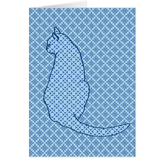 日本のな猫-青い着物のプリント (正面)