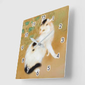 日本のな猫、Takeuchi Seihōの日本のな芸術 スクエア壁時計 (傾斜)