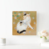 日本のな猫、Takeuchi Seihōの日本のな芸術 スクエア壁時計 (ホーム)