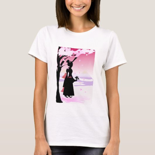 日本のな着物の女の子 Tシャツ (正面)