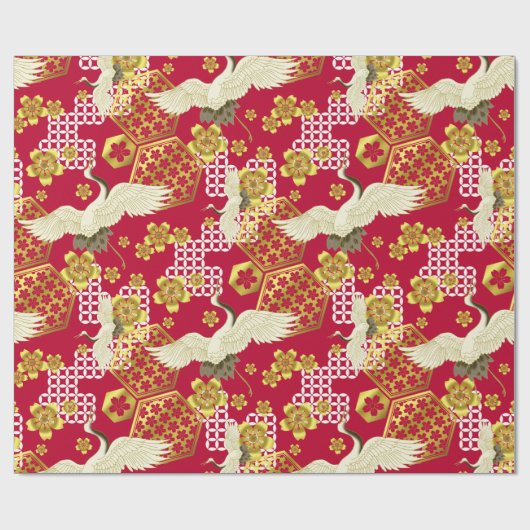 日本のな着物の生地によってスタイルを作られる覆い ラッピングペーパー (フラット)