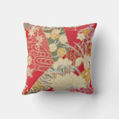 日本のな着物の織物、花パターン クッション (裏面)