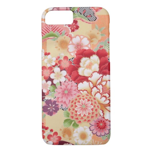日本のな着物の織物、花 Case-Mate iPhoneケース (裏面)