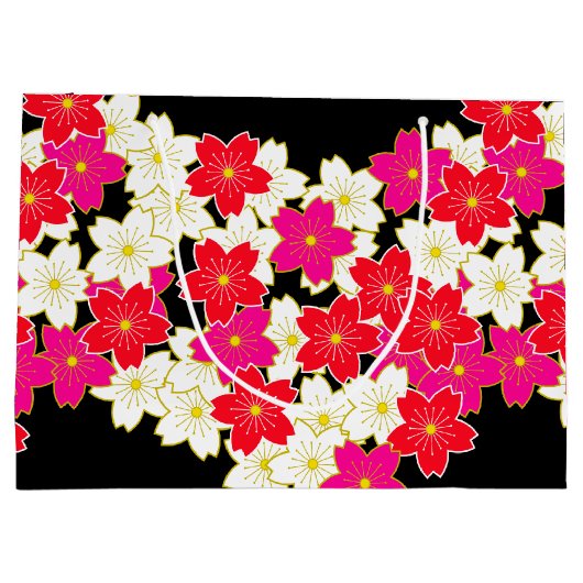 日本のな着物パターンギフトバッグの桜 ラージペーパーバッグ (裏面)