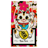 日本のな着物パターンギフトバッグの桜Maneki Nek スモールペーパーバッグ (正面)