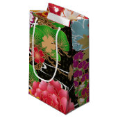 日本のな着物パターンギフトバッグ スモールペーパーバッグ (正面アングル)