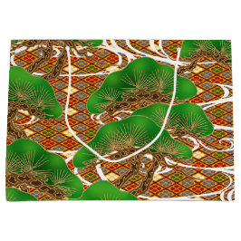 日本のな着物パターンギフトバッグ ラージペーパーバッグ