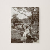 日本のな禅の庭の女の子 ジグソーパズル (縦)