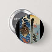 日本のな絵を描くc. 1800's 缶バッジ (正面&裏面)