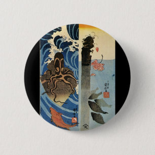 日本のな絵を描くc. 1800's 缶バッジ