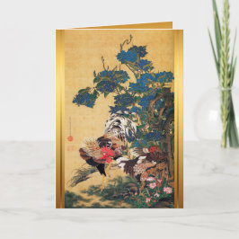 日本のな絵画の中国のなオンドリ年の(占星術の)十二宮図カード シーズンカード