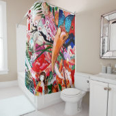 日本のな色のコラージュのシャワー・カーテン シャワーカーテン (インサイチュ)