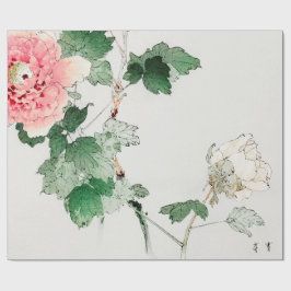 日本のな花WOODBLOCKのプリントの包装紙 ラッピングペーパー