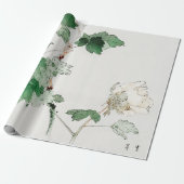 日本のな花WOODBLOCKのプリントの包装紙 ラッピングペーパー (アンロールド)
