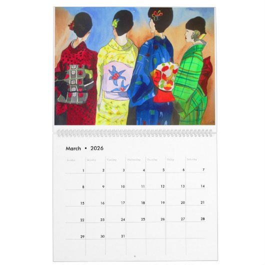 日本のな芸者およびコイの芸術のカレンダー カレンダー (3月 2026)