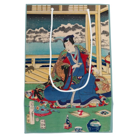 日本のな芸術のギフトバッグ ミディアムペーパーバッグ (裏面)