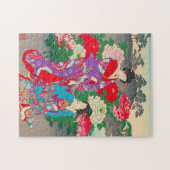 日本のな芸術-バラ園で話している2人の女性 ジグソーパズル (横)