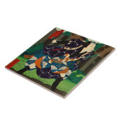 日本のな芸術-パターン(の模様が)あるな着物を身に着けている武士 タイル (側面)