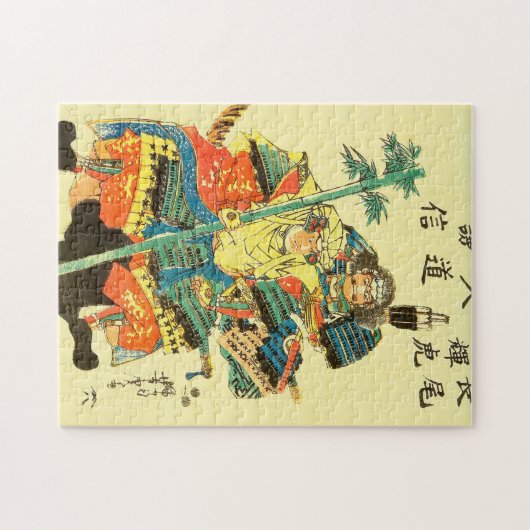 日本のな芸術-完全な戦いの装甲の2人の武士 ジグソーパズル (横)