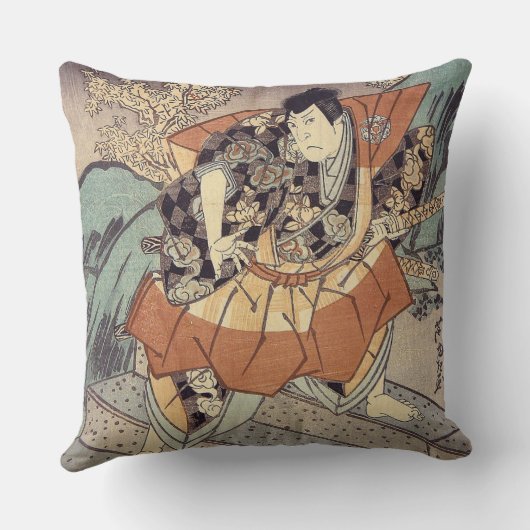 日本のな芸術-戦闘のスタンスの武士 クッション (裏面)