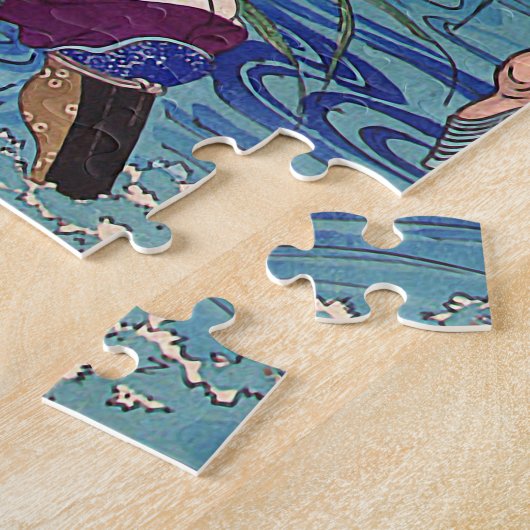 日本のな芸術-攻撃すること準備ができている武士 ジグソーパズル (側面)