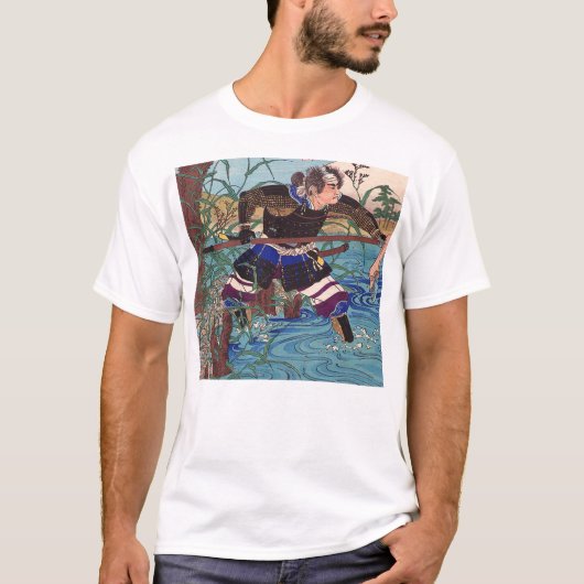日本のな芸術-攻撃すること準備ができている武士 Tシャツ (正面)