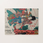 日本のな芸術- Kabukiショーの剣を持つ武士 ジグソーパズル (横)