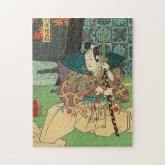 日本のな芸術- Katanaの剣を握っている武士 ジグソーパズル