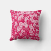 日本のな葉のプリント、赤紫および淡いピンク クッション (裏面)