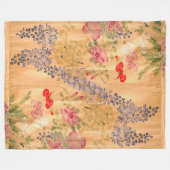日本のな藤のバラの花の花柄の庭 フリースブランケット (正面(横))