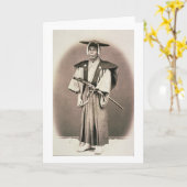 日本のな裁判所職員か武士、c.1870s (手 カード (黄色い花)