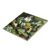 日本のな農家の市場の秋の収穫のヴィンテージ タイル (側面)