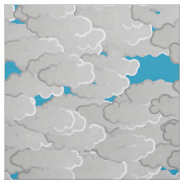 日本のな雲、夏の日、白およびスカイブルー ファブリック