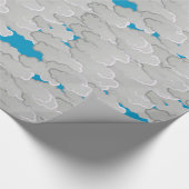 日本のな雲、夏の日、白およびスカイブルー ラッピングペーパー (角)