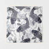 日本のな魚の水泳のグラフィックのタペストリー タペストリー (正面(横))