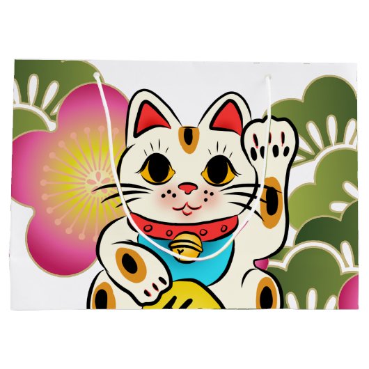 日本のなmanekiのNekoの桜のギフトバッグ ラージペーパーバッグ (裏面)