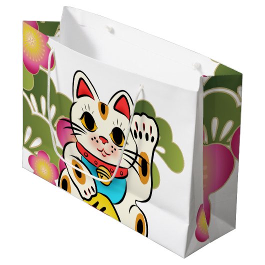 日本のなmanekiのNekoの桜のギフトバッグ ラージペーパーバッグ (正面アングル)