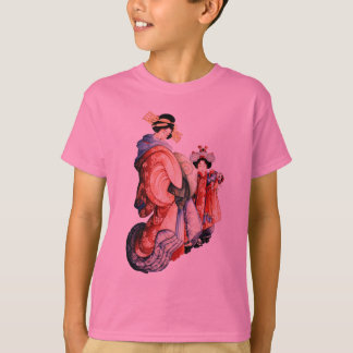 日本のなwoodblockのプリント tシャツ