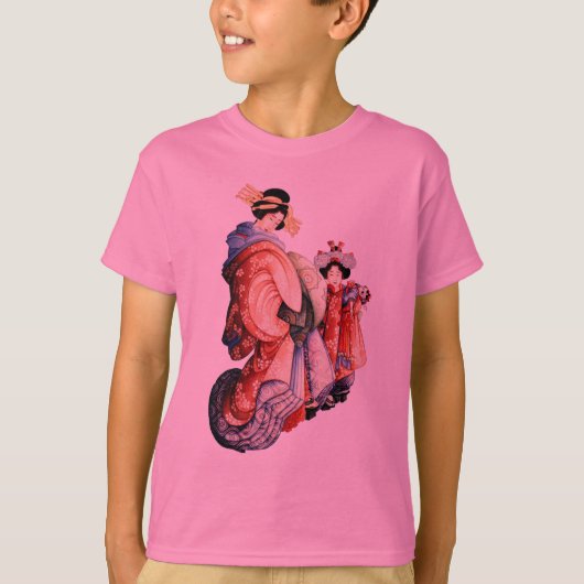 日本のなwoodblockのプリント tシャツ (正面)