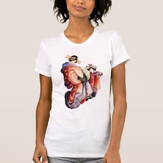 日本のなwoodblockのプリント tシャツ (正面)