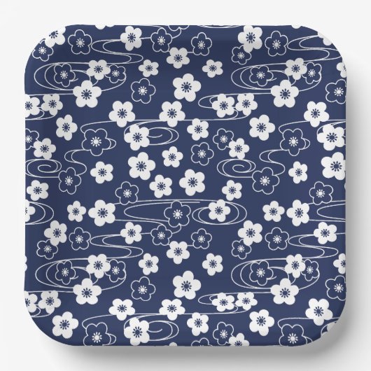 日本のぼやけ桜さくらんぼ花 ペーパープレート (正面)