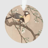 日本のアジア 小原古邨 雀 メジロ さえずる鳥 オーナメント (正面)