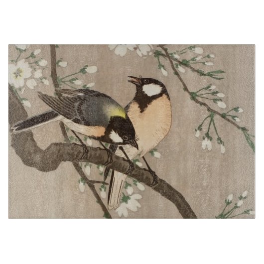 日本のアジア 小原古邨 雀 鳥 シジュウカラ カッティングボード (正面)