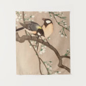 日本のアジア 小原古邨 雀 鳥 シジュウカラ タペストリー (正面)