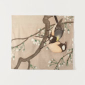 日本のアジア 小原古邨 雀 鳥 シジュウカラ タペストリー (正面(横))