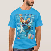 日本のアニメーション，パノラマ，カラフル，犬 Tシャツ (正面)