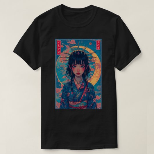 日本のアニメ少女のファンタジーアート01 Tシャツ (デザイン正面)