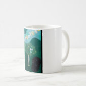 日本のアートマグ - 猫と風船 油彩画 コーヒーマグカップ (正面右)